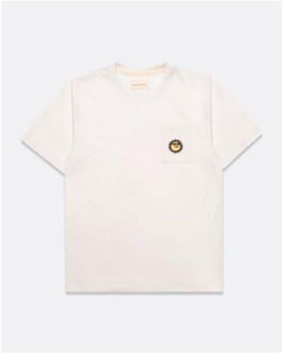 Far Afield Afts281 Embroidered Pocket T Shirt Sunny In Snow - Bianco