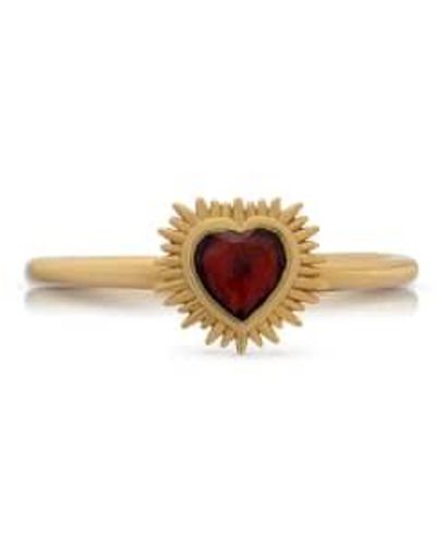 Rachel Jackson Electric Love Mini Garnet Heart Ring - Metallic