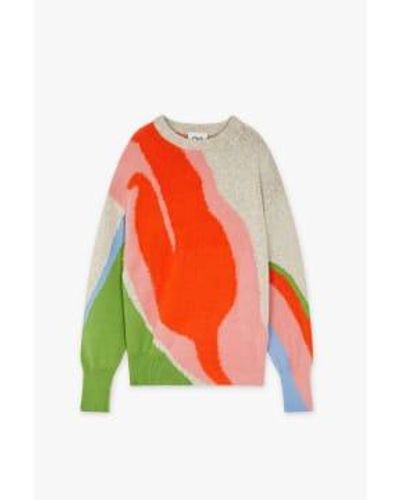 CKS Multi Abstract Pastel Sweater Small - Red