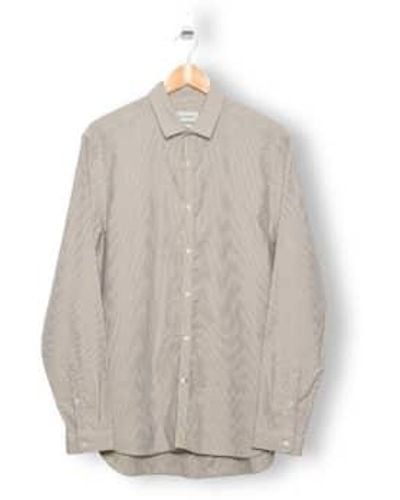 Oliver Spencer Clerkenwell Tab Shirt Floyd Navy Stripe 17"/43cm - Grey