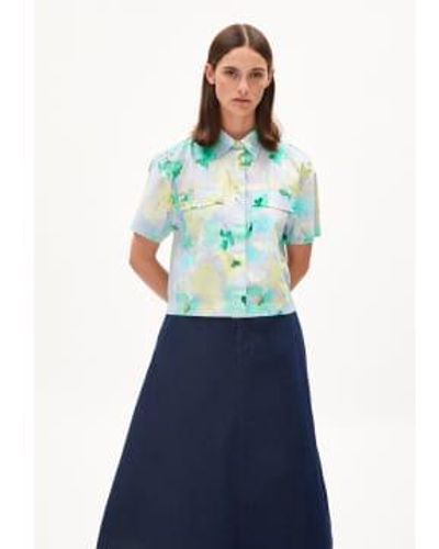 ARMEDANGELS Elianaa floral shirt 2235 mornig sky - Bleu