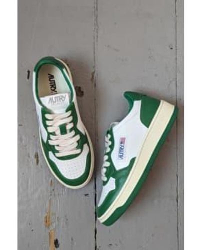 Autry Medalist & Green Leather Trainers 39 - Metallic