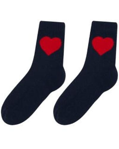 Jumper 1234 Cashmere Heart Socks Navy/red One - Blue