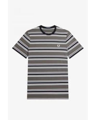 Fred Perry Stripe hombres T - Gris