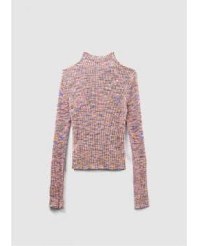 Free People S Blair Spacedye High Neck Knitted Top - Pink