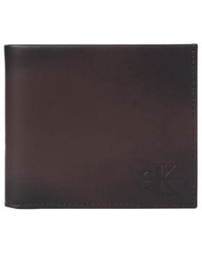 Calvin Klein Leather Billfold Wallet Bitter - Marrone
