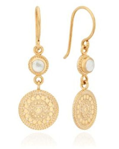 Anna Beck Mother Of Pearl And Disc Drop Earrings - Metallizzato