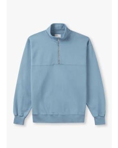 COLORFUL STANDARD S Organic Quarter Zip Sweatshirts - Blue