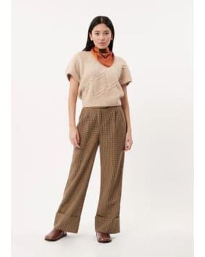 FRNCH Pia Wide Leg Trousers Sand S - Natural