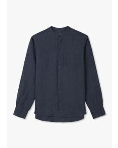 Oliver Sweeney Mens Lambley Grandad Collar Shirt In - Blu