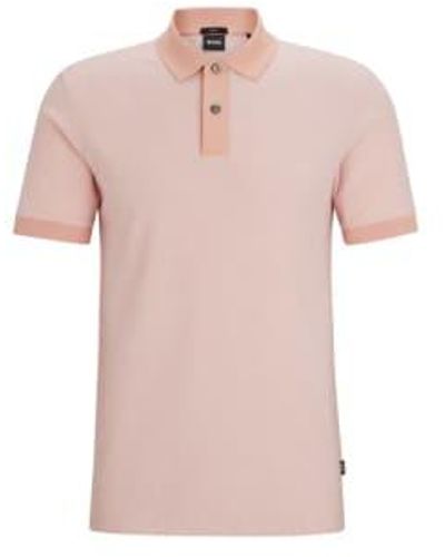 BOSS Phillipson 37 Light Slim Fit Two Tone Polo Shirt 50513580 699 M - Pink
