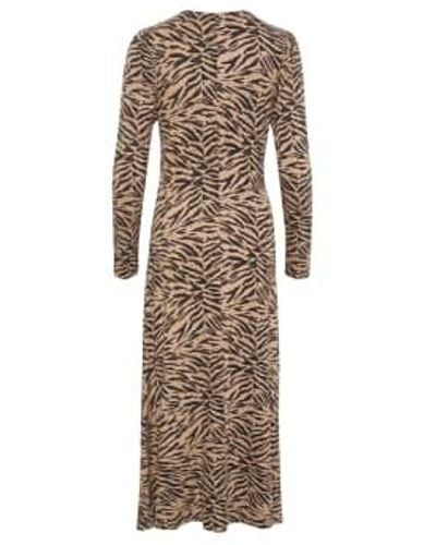 Soaked In Luxury Slhanadi gedrucktes Kleid LS - Natur