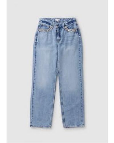 GOOD AMERICAN Good 90's jean croisé avec poches en cristal - Bleu