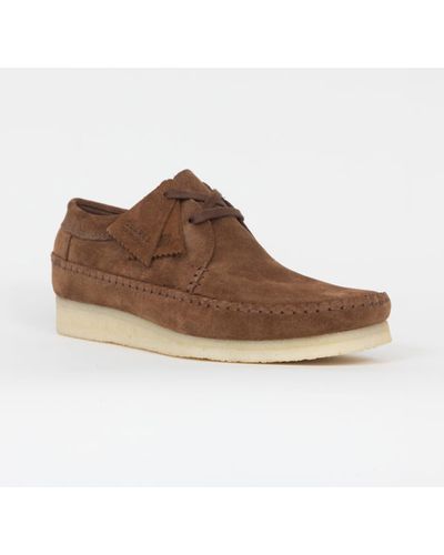 Clarks Weaver Suede Shoes - Brown