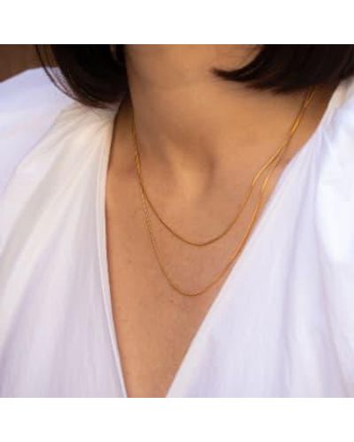 Nordic Muse Collar cana lgada doble capa oro, oro impermeable sin slizamiento 18k - Metálico