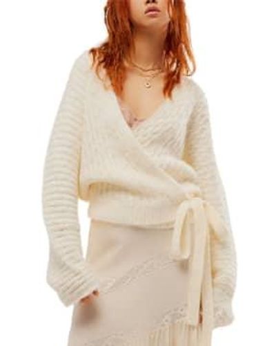 Free People Over You Cardigan Cream S - Natural