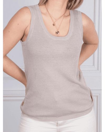 Kinross Cashmere Womens Scoop Neck Knit Shell Tank Top Blouse Gray