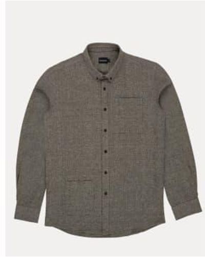 Bask In The Sun Ida Shirt Organic Cotton Flannel Wood S - Grey