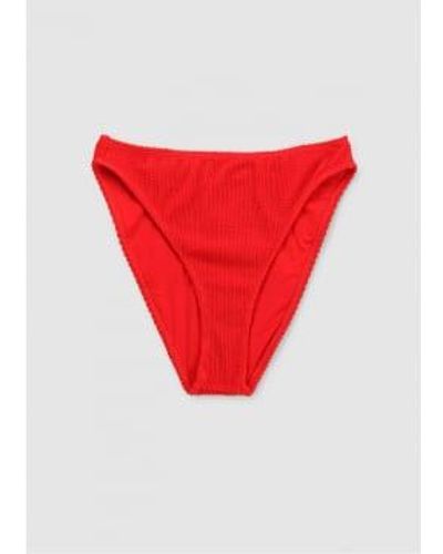 GOOD AMERICAN Bas De Bikini Taille Bonne En Coquelicot Brillant - Rouge