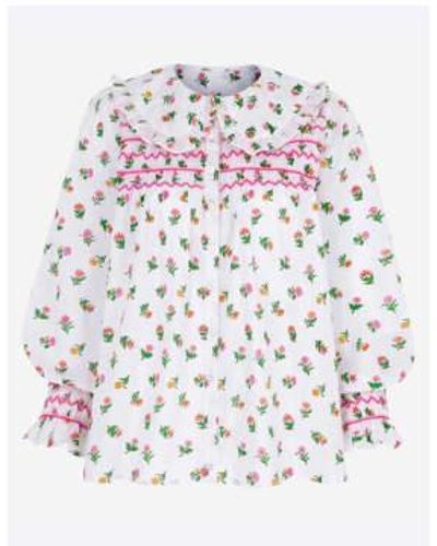 Pink City Prints Posey Blouse Blossom Xs - White