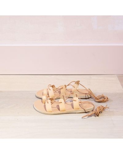 Ancient Greek Sandals Lace Up Flat Sandals - Brown