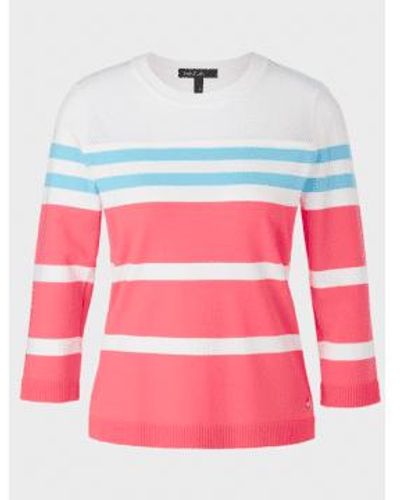 Marc Cain Striped Jumper Ws 41.35 M35 Col 238 - Pink
