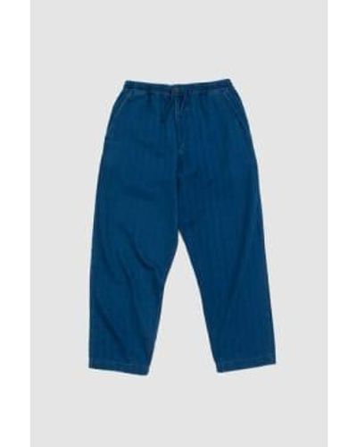 Universal Works Pantalón judo denim espiga índigo lavado - Azul