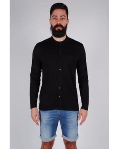 Daniele Fiesoli Cierre botón negro camisa manga larga