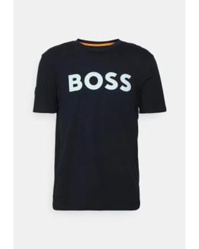 BOSS Dark Navy Thinking 1 Logo T Shirt Medium - Black