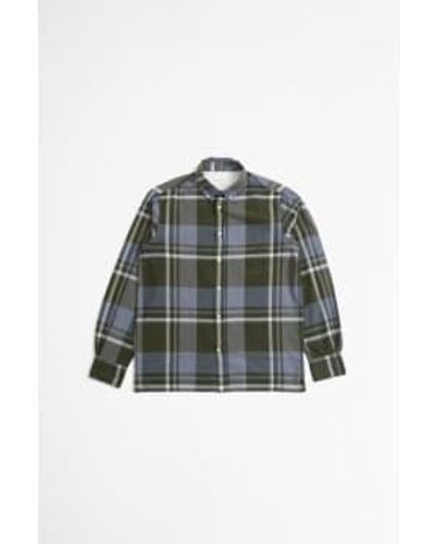 Officine Generale Arsen Shirt Big Check Olive/indigo/blue S - Green