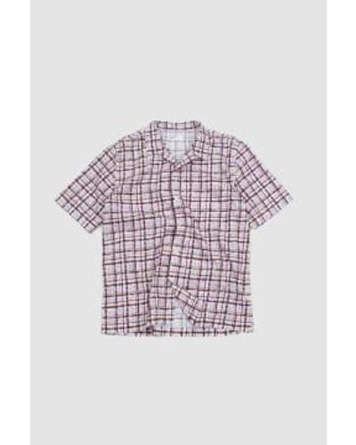 Universal Works Road Shirt Ecru/lilac Tie-dye Print Cotton S - White