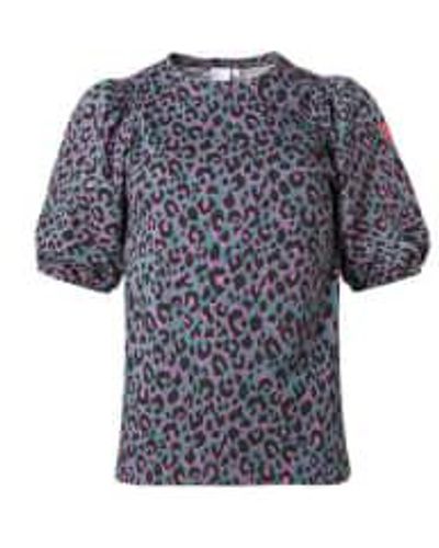 Scamp & Dude : With Pink And Black Shadow Leopard Puff Sleeve T-shirt 22 - Blue