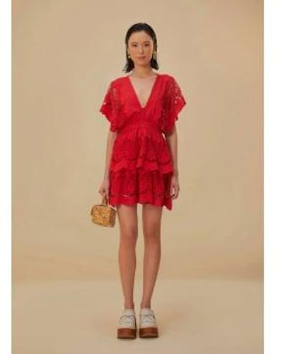 FARM Rio Mini vestido rojo richelieu