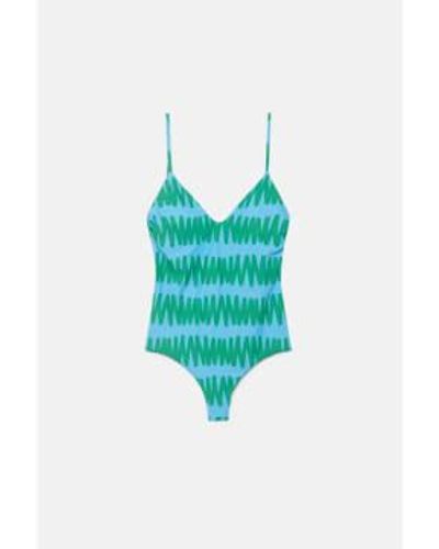 Compañía Fantástica Striped Vibe Swimming Costume S - Blue