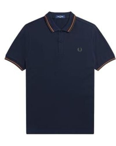 Fred Perry Polo Slim Fit Twin Tipped Bleu Marine / Noyer / Vert