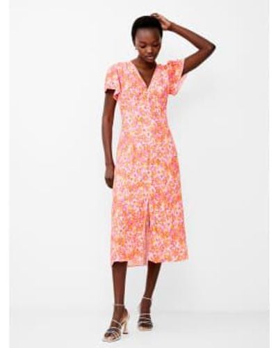 French Connection Cass Delphine Midi Dress Persimmon 71Wek - Rosso