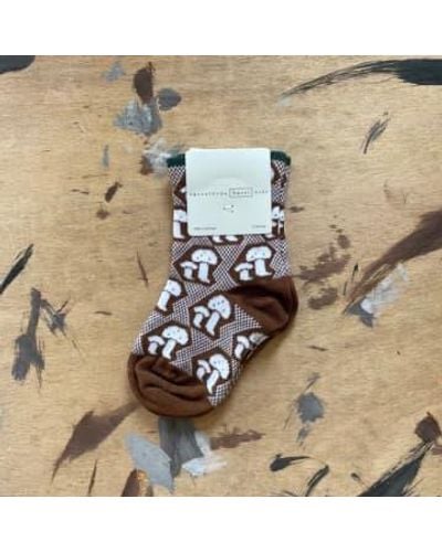 Hansel From Basel Gingerbread Mini Button Crew Socks - Multicolour