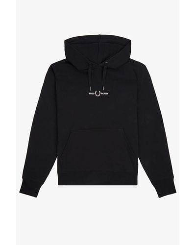 Fred Perry Embroidered Hooded Sweatshirt Black - Nero