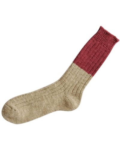 Nishiguchi Kutsushita | Wool Cotton Slab Socks - Multicolour