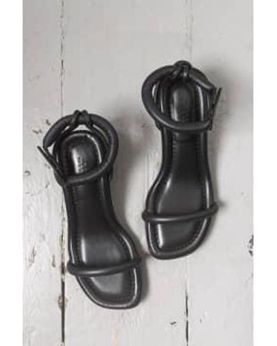 Isabel Marant Berte cheville bertee sandales en cuir noir - Métallisé
