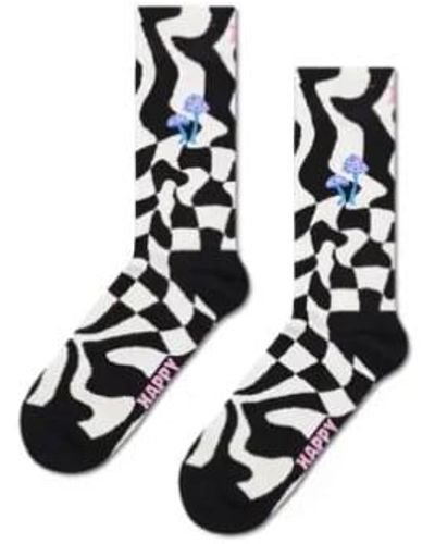 Happy Socks P000453 Distorted Check Sock - Black