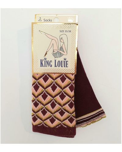 King Louie Paquete 2 calcetines lollipop rojos porto - Marrón