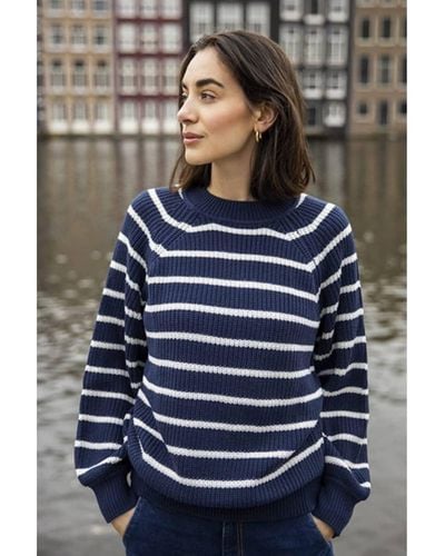 Fransa Adelina Navy Blazer Mix Pullover - Blue