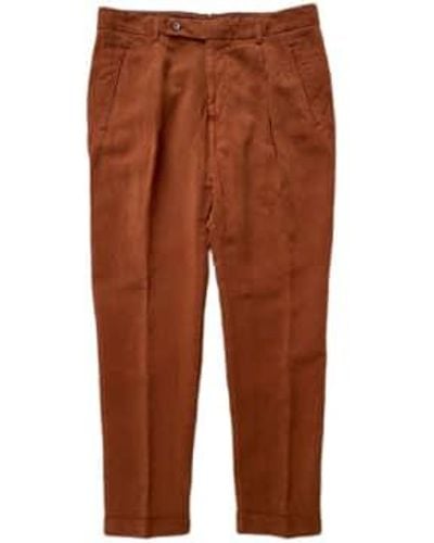 Fresh Lino lyocell pantalones chino en rojo ladrillo - Marrón