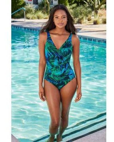 Miraclesuit Palm Reader Oceanus Swimsuit In Multi - Blu