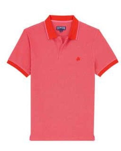 Vilebrequin Palatin -kontrast -trim -polo -hemd in mohnroten pltan300 - Pink
