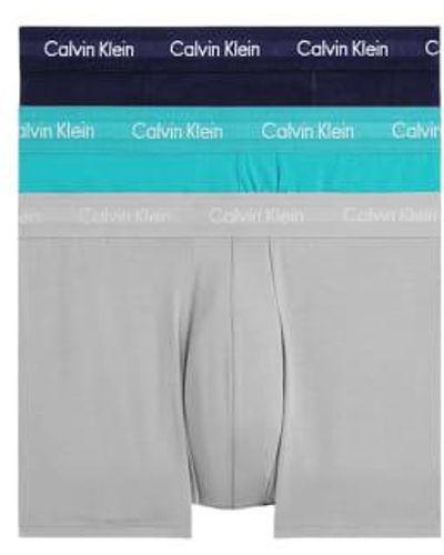 Calvin Klein Cotton Stretch Trunks Cool Water / Sand Evelyn Blue Small - Grey