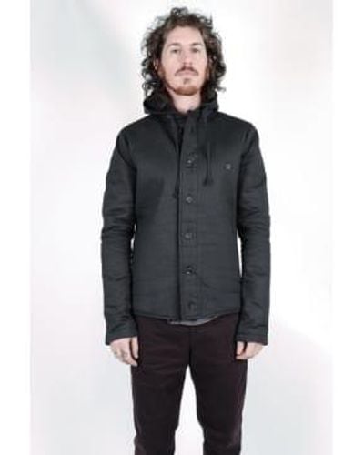 Hannes Roether Waxed Cotton Button Up Hoodie Extra Large - Black