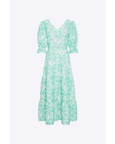 FABIENNE CHAPOT White Jolene Dress With Green Embroidery