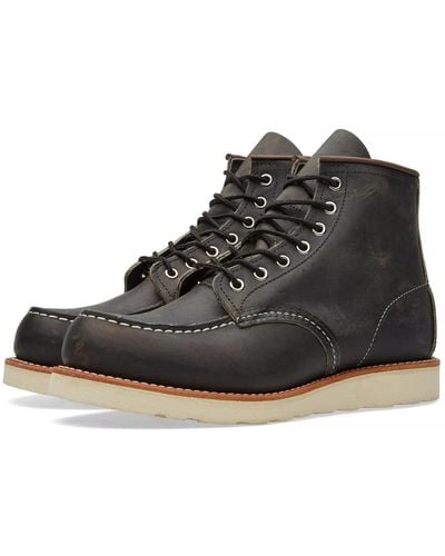Red Wing 8890 Heritage Work 6" Moc Toe Boot Charcoal Rough & Tough Leather - Black